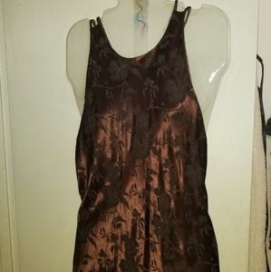 Full length vintage chocolate satin dress